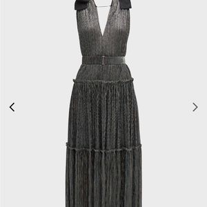 Sabina Musayev Ray Tiered Satin Dress with Bows XS